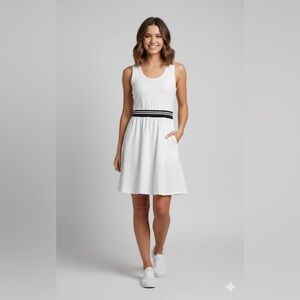 Maeve by Anthropologie White &‎ Black Sleeveless Stretchy Comfy Aline Dress